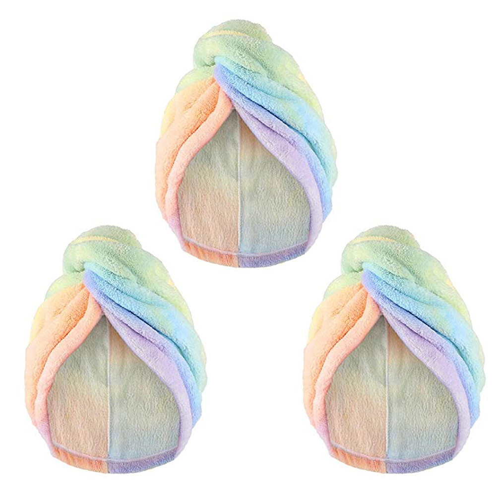 Hair Turban Towel - 3 Pezzi Turbante Asciugacapelli Colorato in